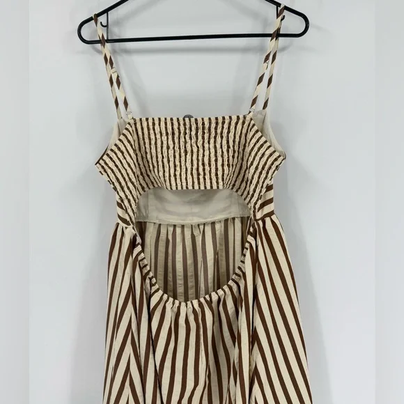 Lulus NWOT Exceptionally Pristine Brown/Cream Striped Cutout Midi Dress, Size XL - Picture 8 of 14